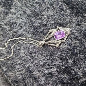 Avon Faux Marcasite Amethyst Pendant